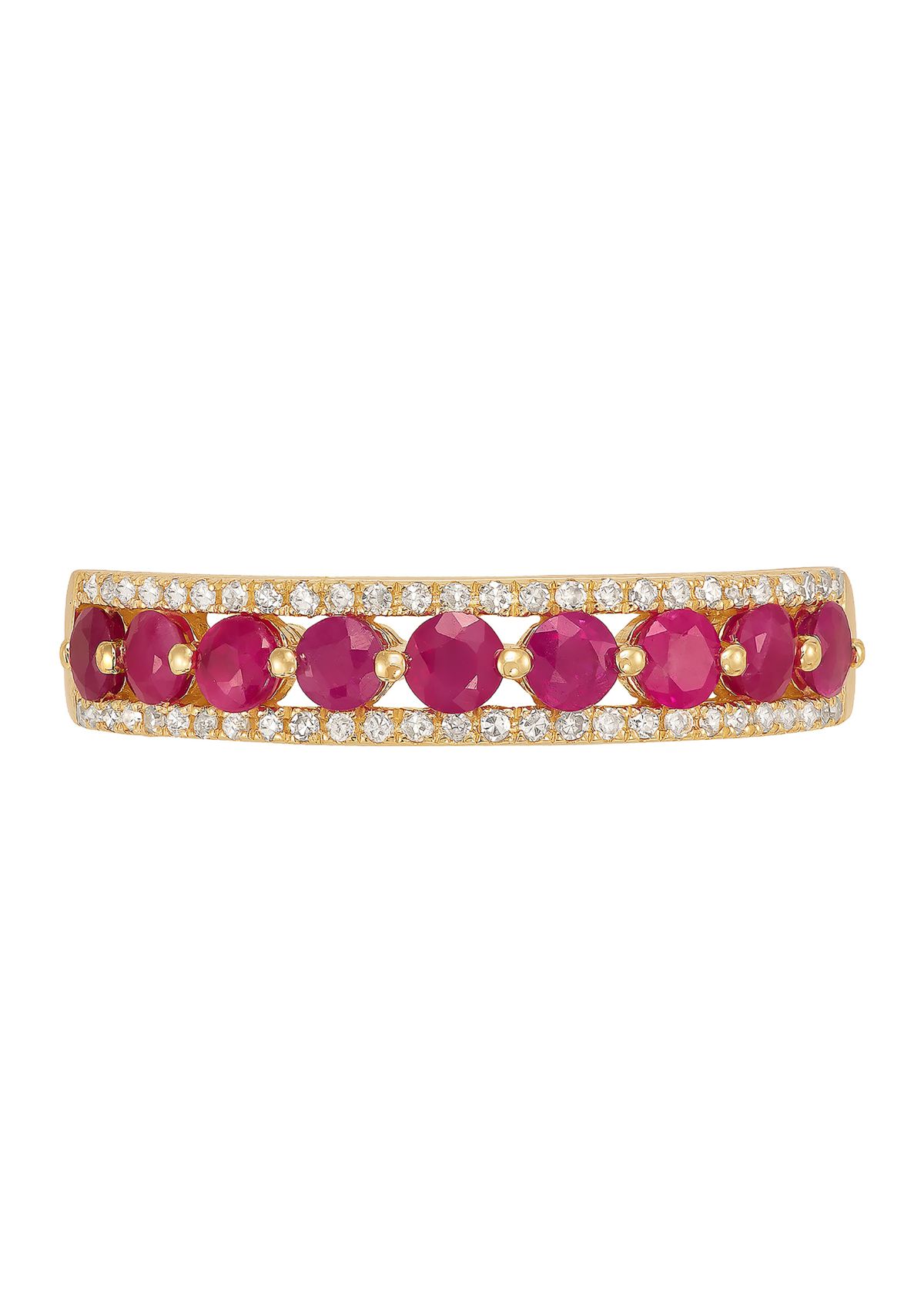 Ruby and 1/10 ct. t.w. Diamond Ring in 10K Yellow Gold