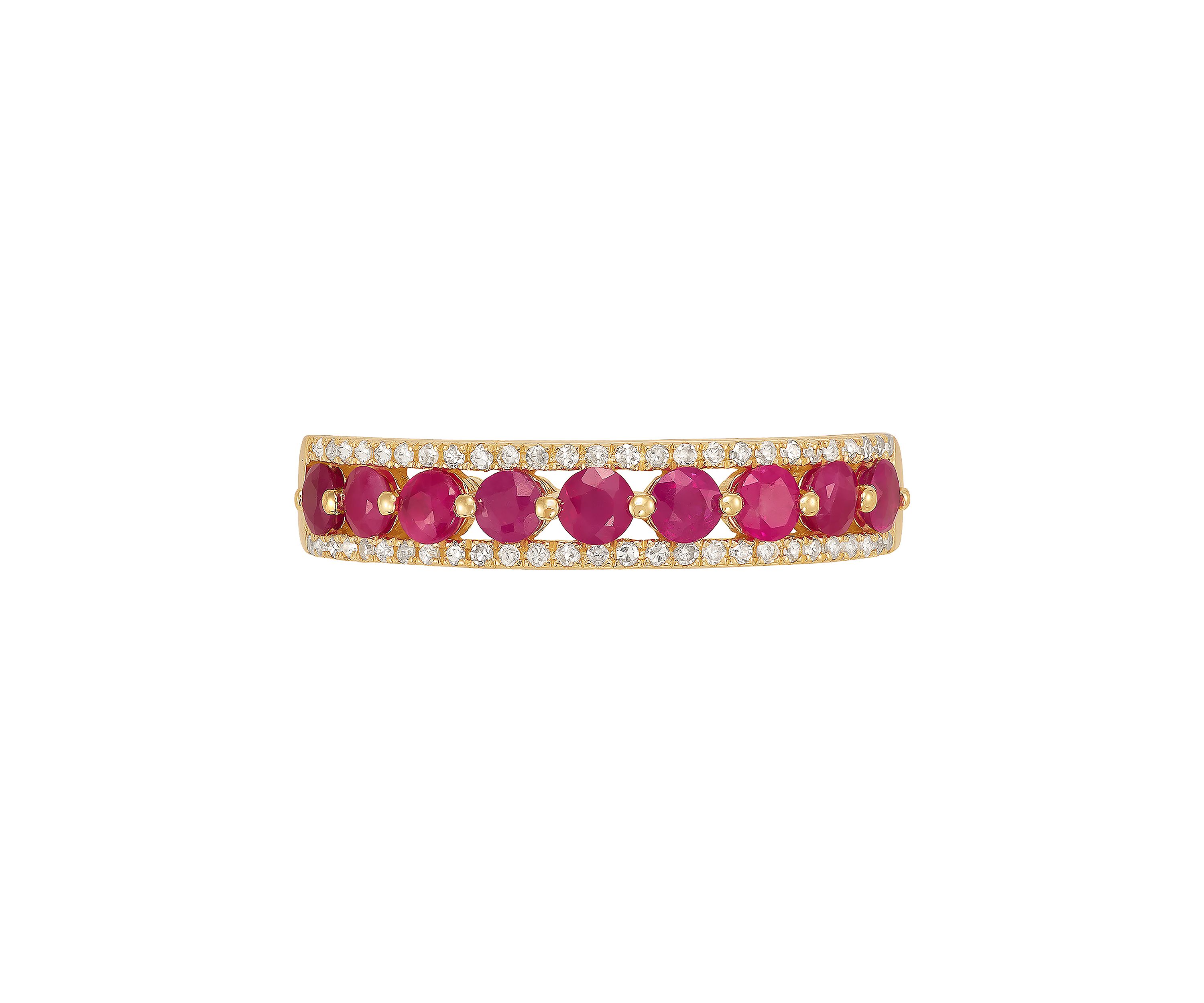 Ruby and 1/10 ct. t.w. Diamond Ring in 10K Yellow Gold