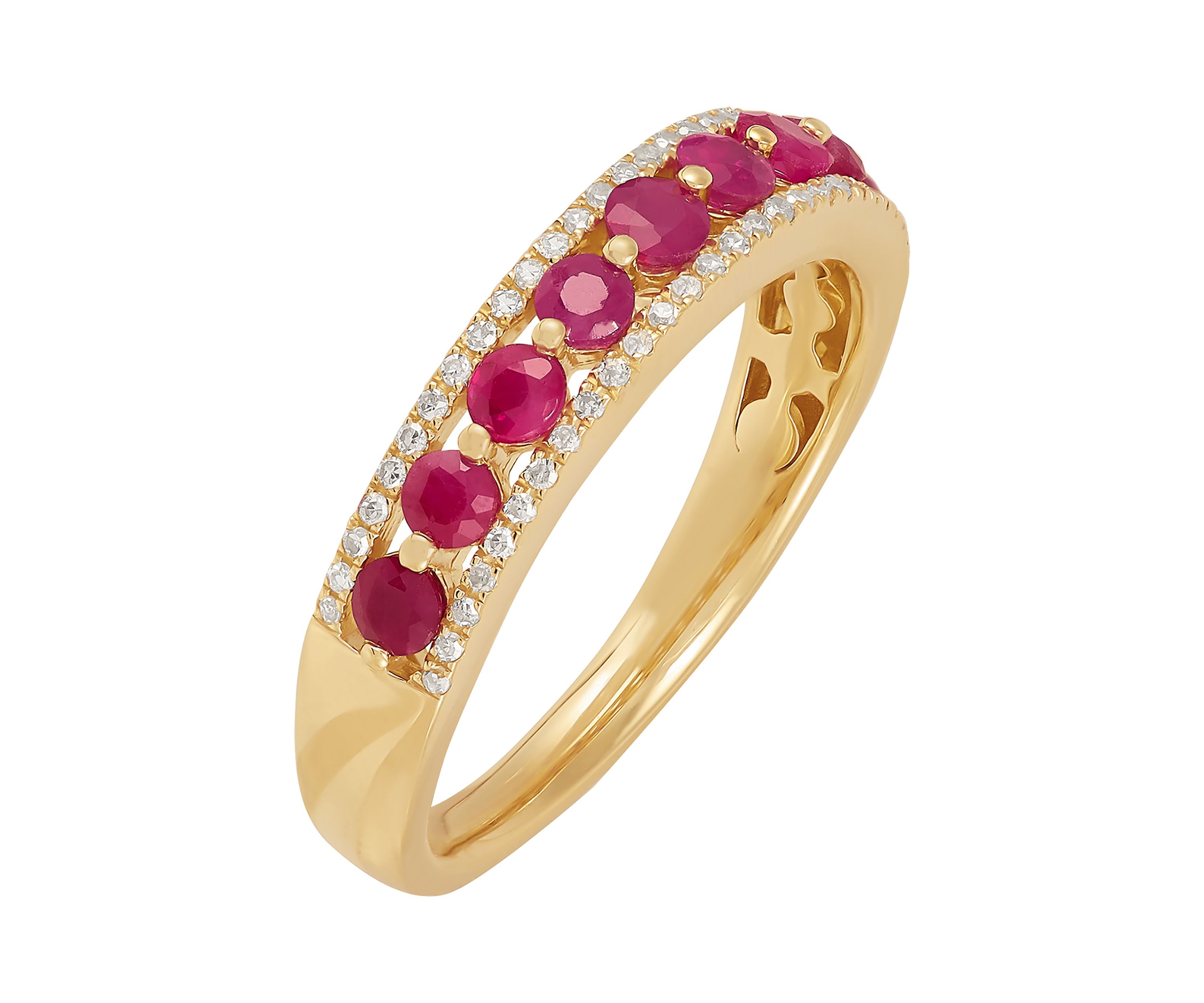 Ruby and 1/10 ct. t.w. Diamond Ring in 10K Yellow Gold