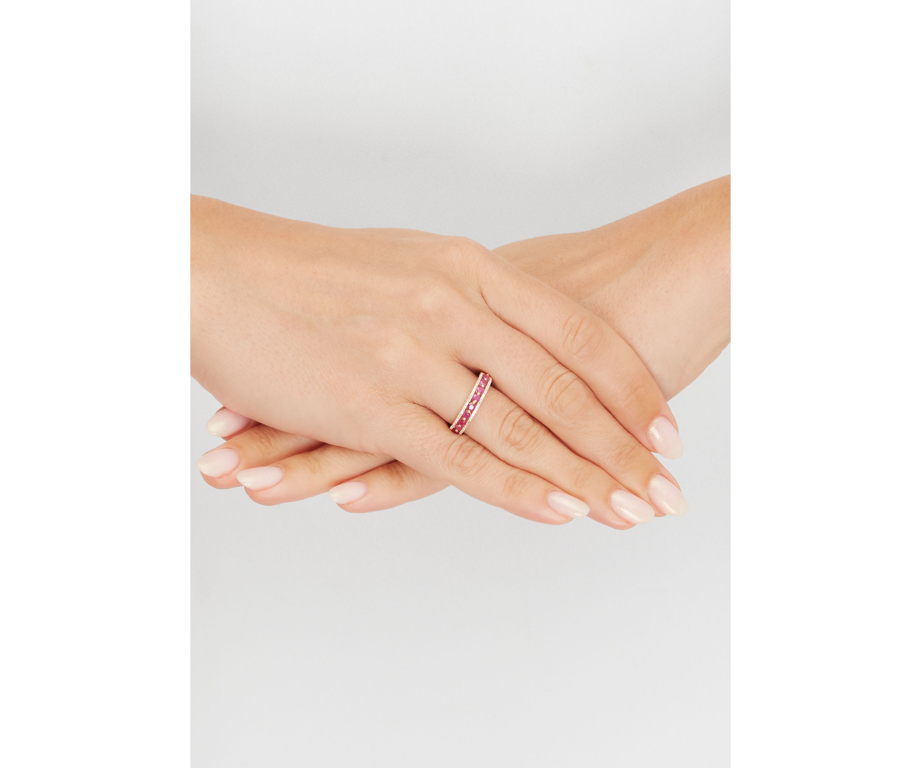 Ruby and 1/10 ct. t.w. Diamond Ring in 10K Yellow Gold