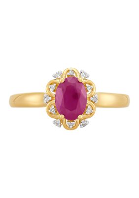 Belk & Co 1/10 ct. t.w. Ruby and Diamond Ring in 10K Yellow Gold