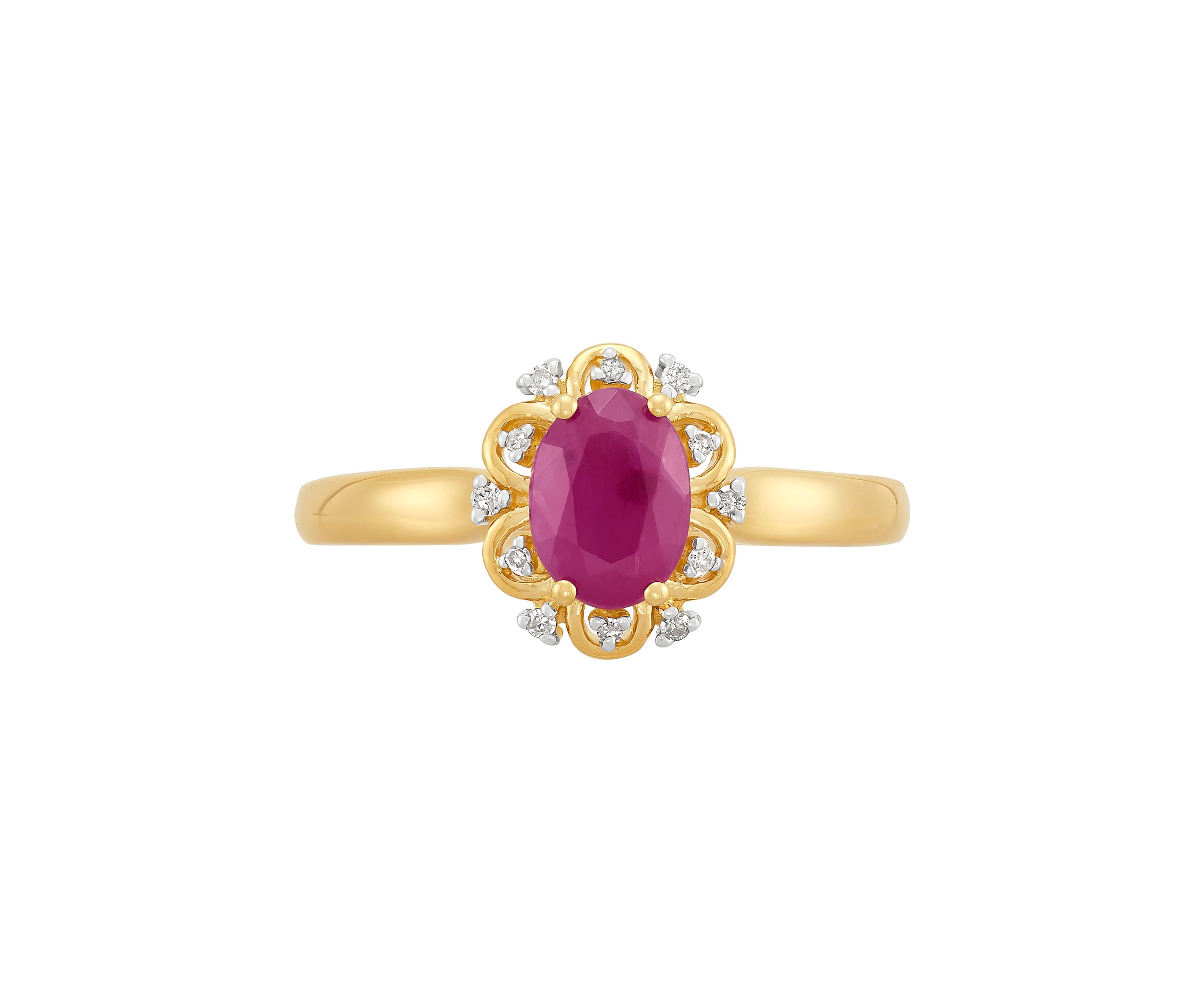 1/10 ct. t.w. Ruby and Diamond Ring in 10K Yellow Gold