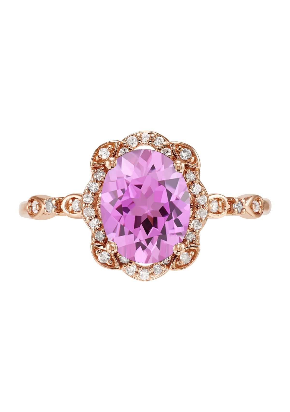 1/8 ct. t.w. Pink Amethyst and Diamond Ring in 10K Rose Gold