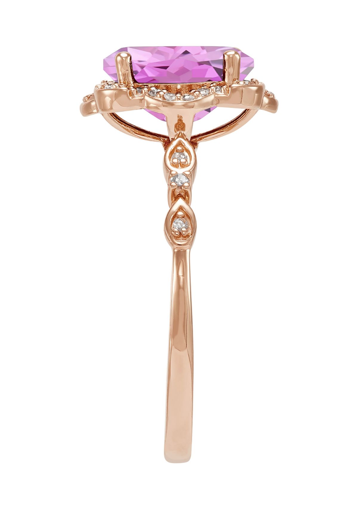 1/8 ct. t.w. Pink Amethyst and Diamond Ring in 10K Rose Gold