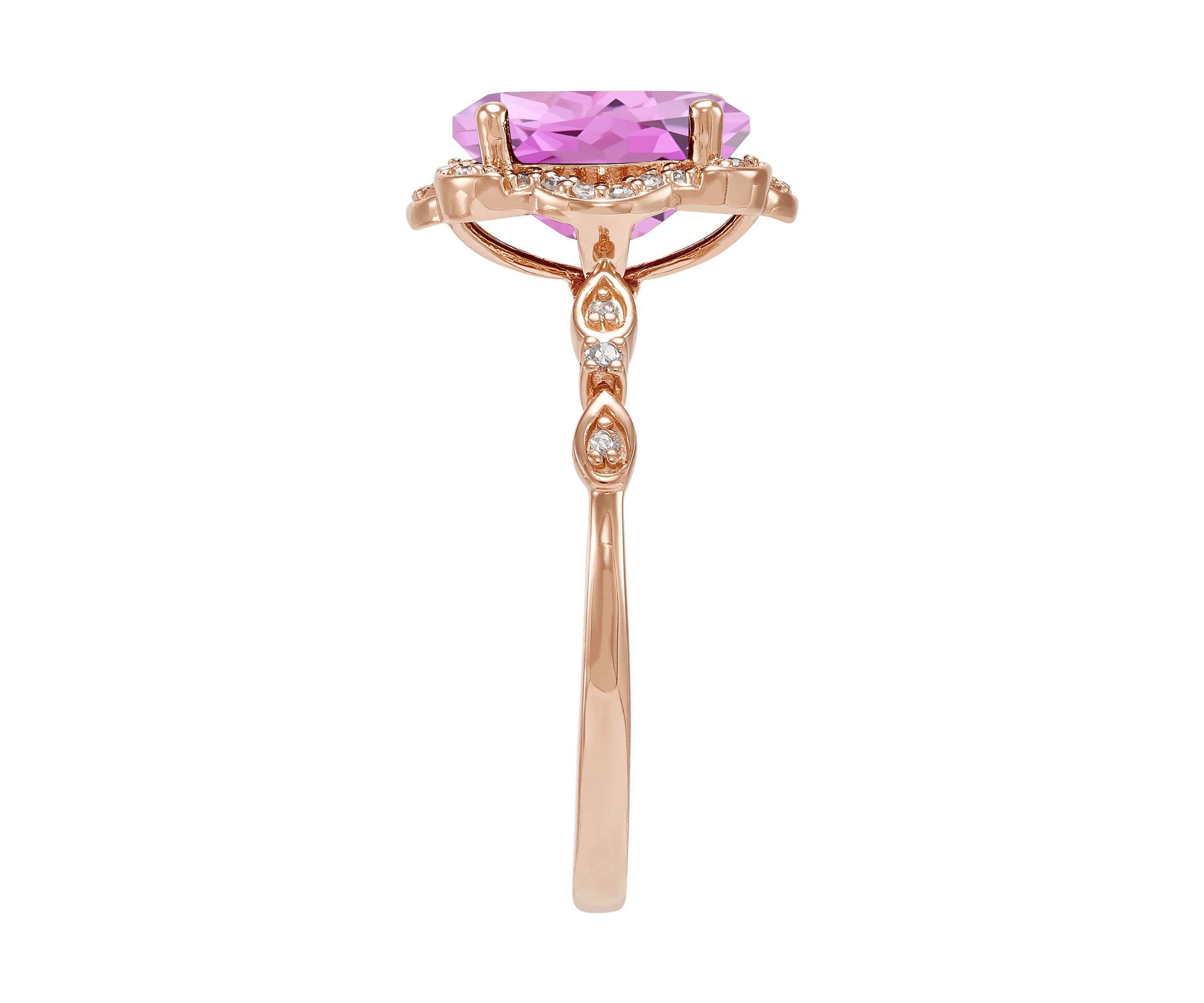 1/8 ct. t.w. Pink Amethyst and Diamond Ring in 10K Rose Gold