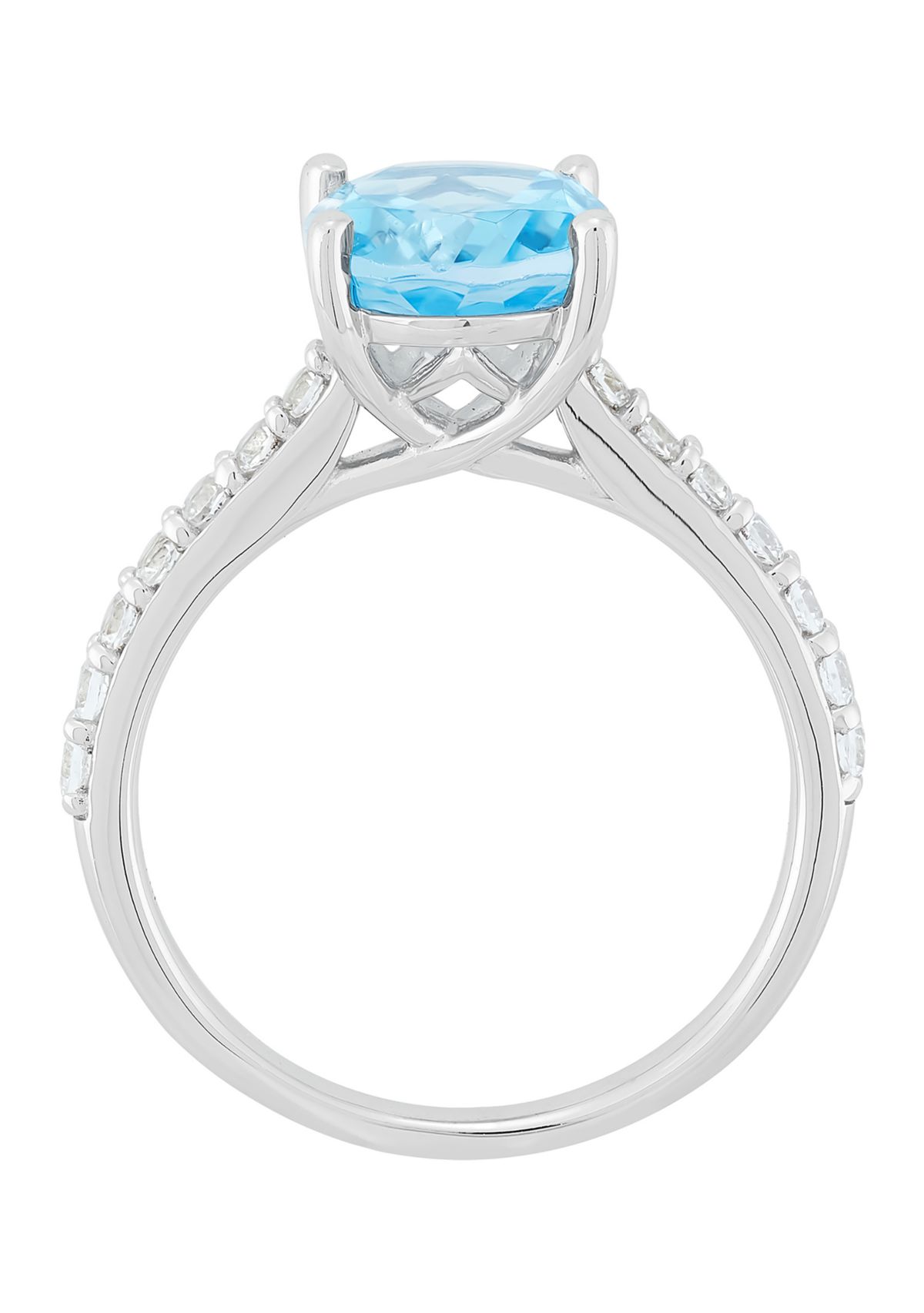 Swiss Blue Topaz and Lab Grown White Sapphire Ring in Sterling Silver