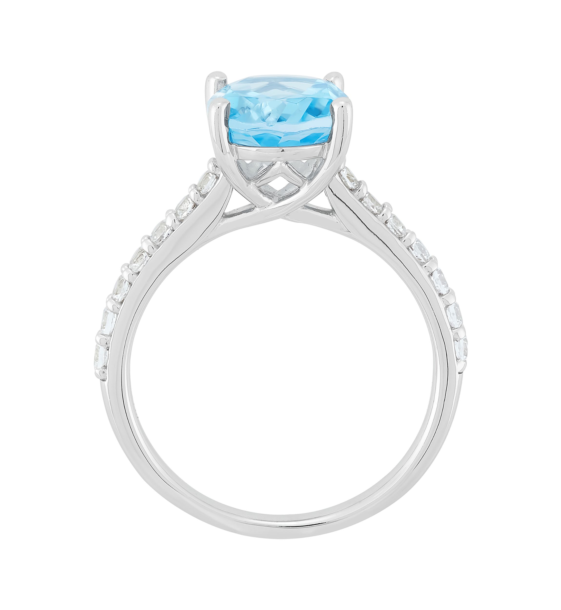 Swiss Blue Topaz and Lab Grown White Sapphire Ring in Sterling Silver