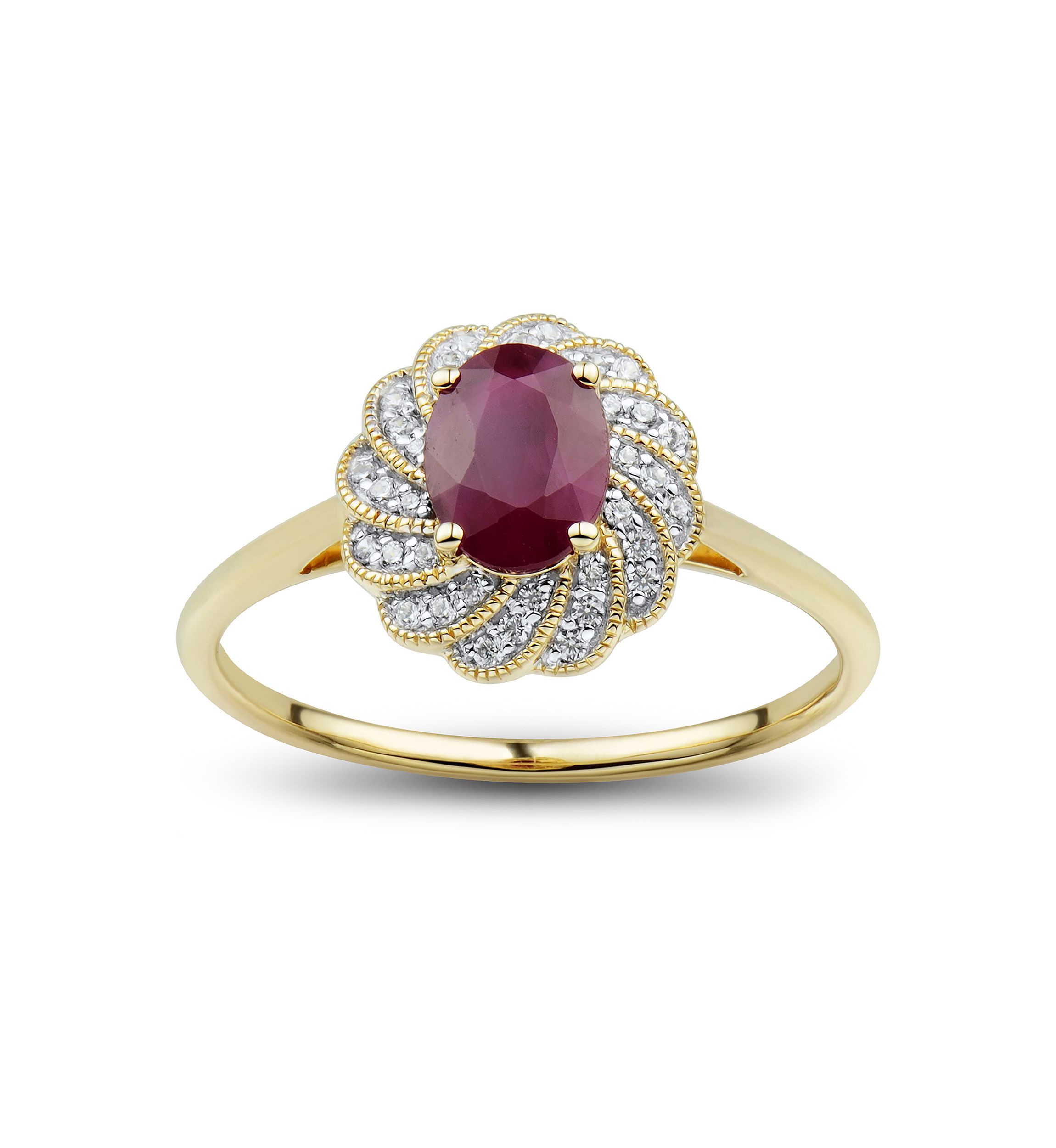 1/10 ct. t.w. Diamond and Ruby Ring in 14K Yellow Gold