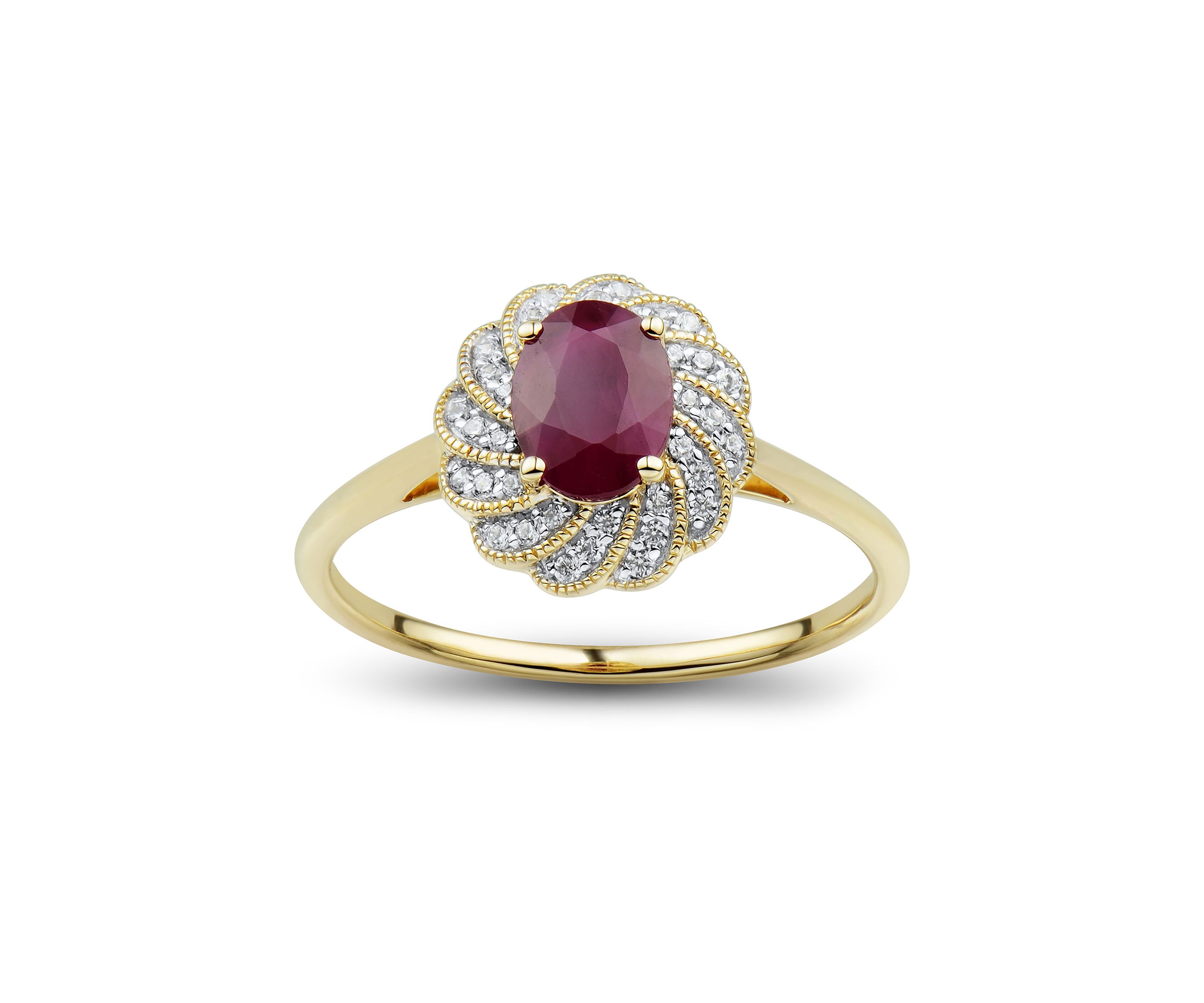 1/10 ct. t.w. Diamond and Ruby Ring in 14K Yellow Gold