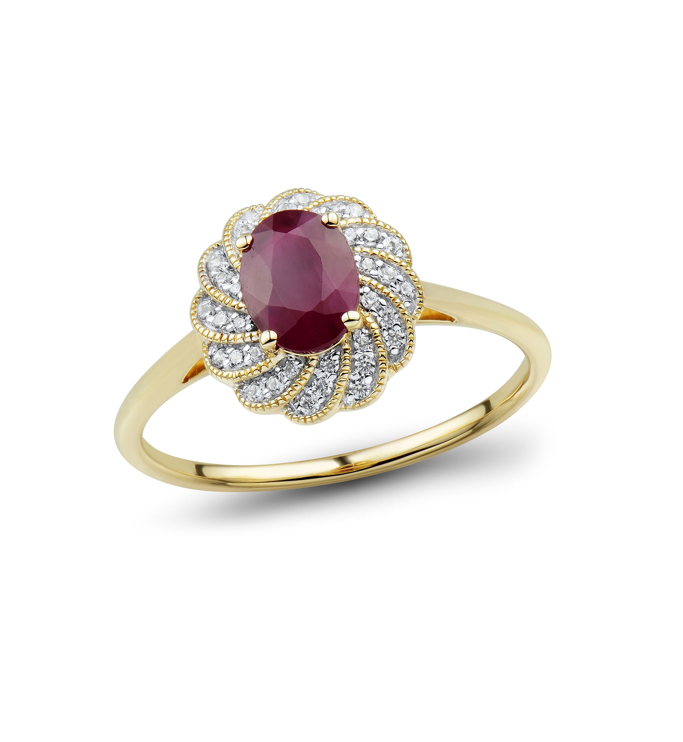 1/10 ct. t.w. Diamond and Ruby Ring in 14K Yellow Gold