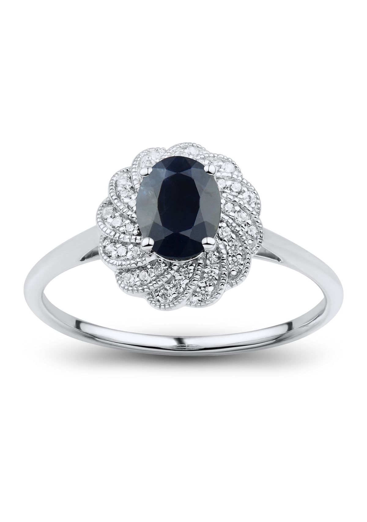 1/10 ct. t.w. Diamond and Sapphire Ring in 14K White Gold