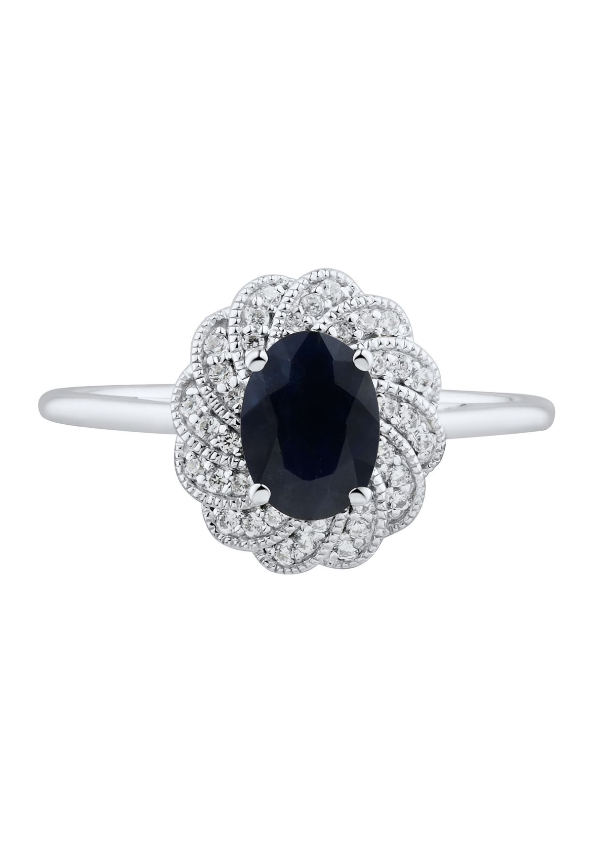 1/10 ct. t.w. Diamond and Sapphire Ring in 14K White Gold