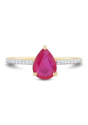 Belk & Co Ruby and Diamond Accent Ring in 10K Yellow Gold