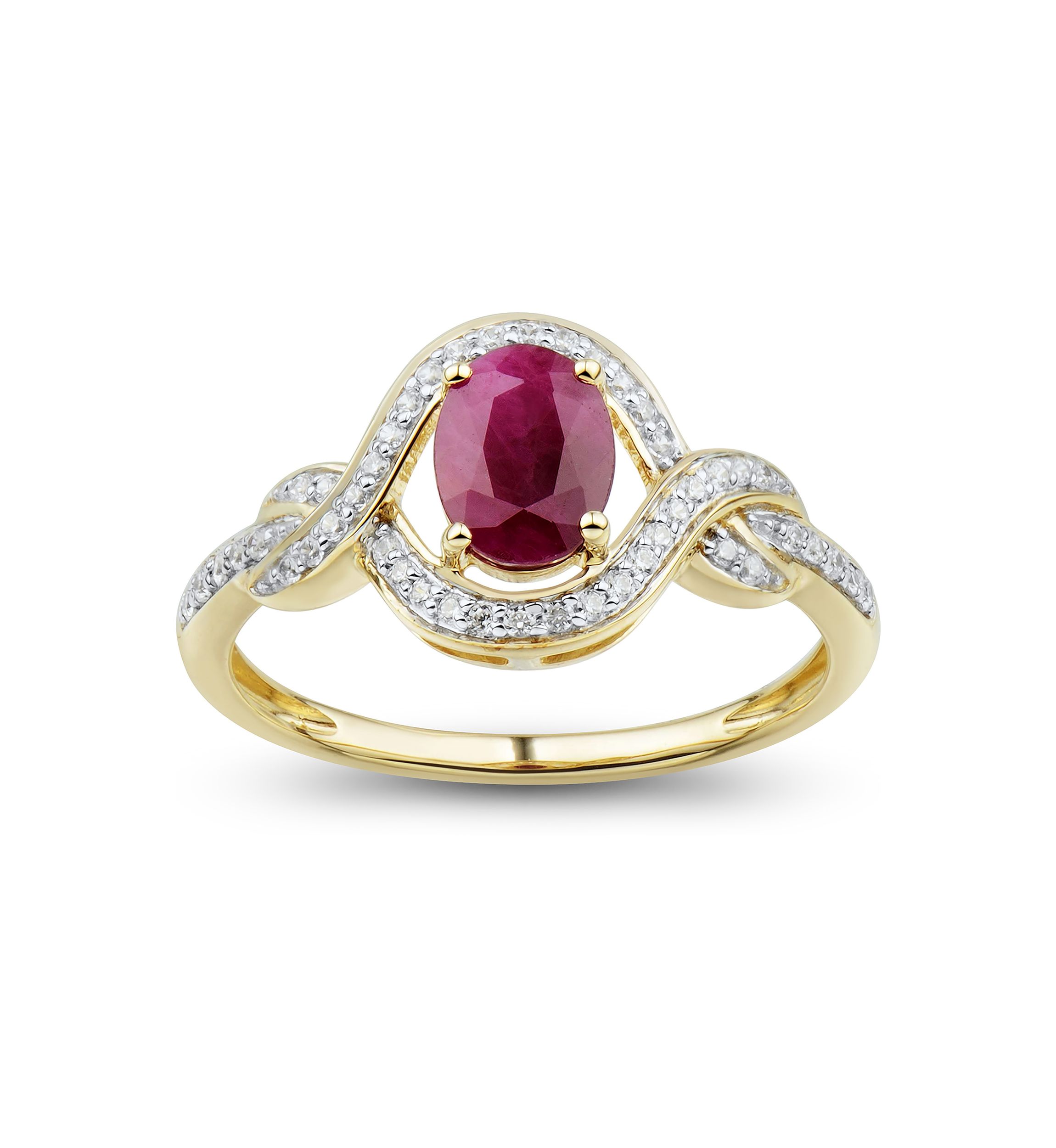 1/6 ct. t.w. Diamond and Ruby Ring in 14K Yellow Gold