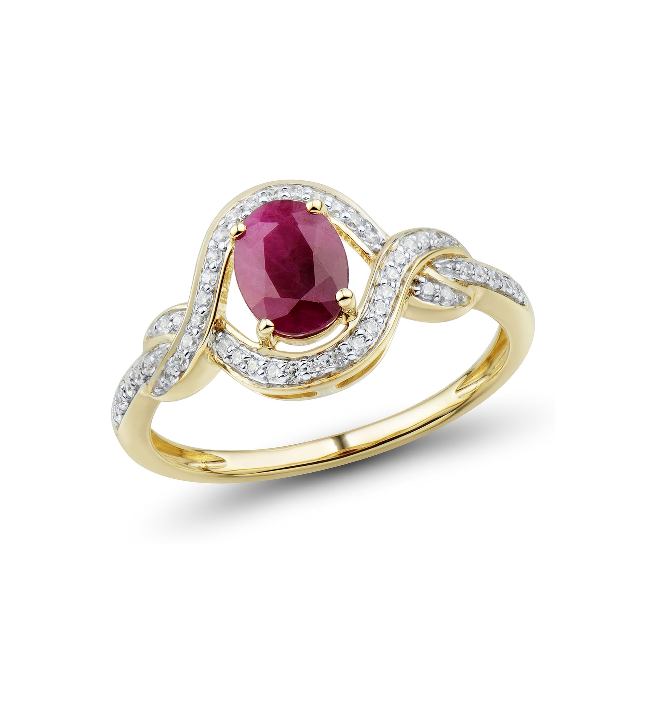 1/6 ct. t.w. Diamond and Ruby Ring in 14K Yellow Gold