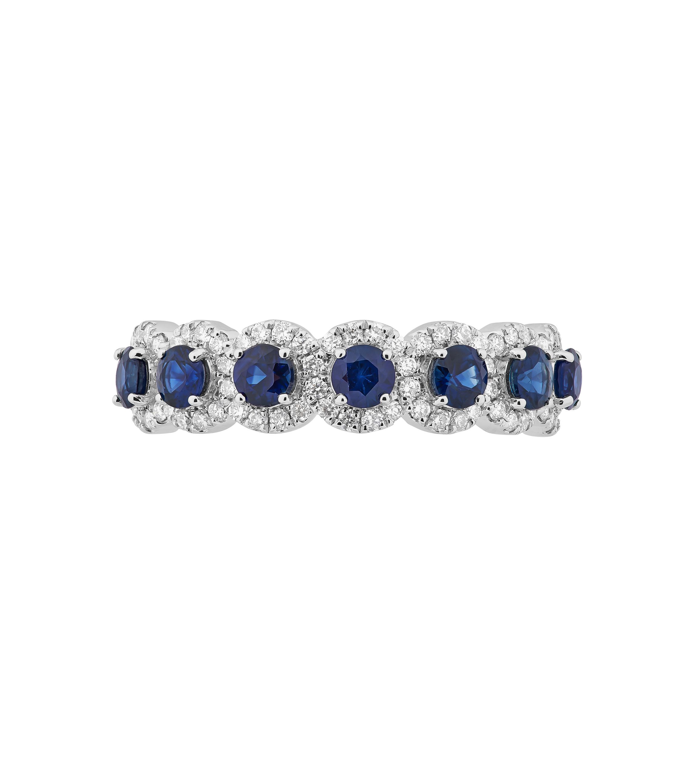 1/3 ct. t.w. Diamond and Sapphire Ring in 14K White Gold