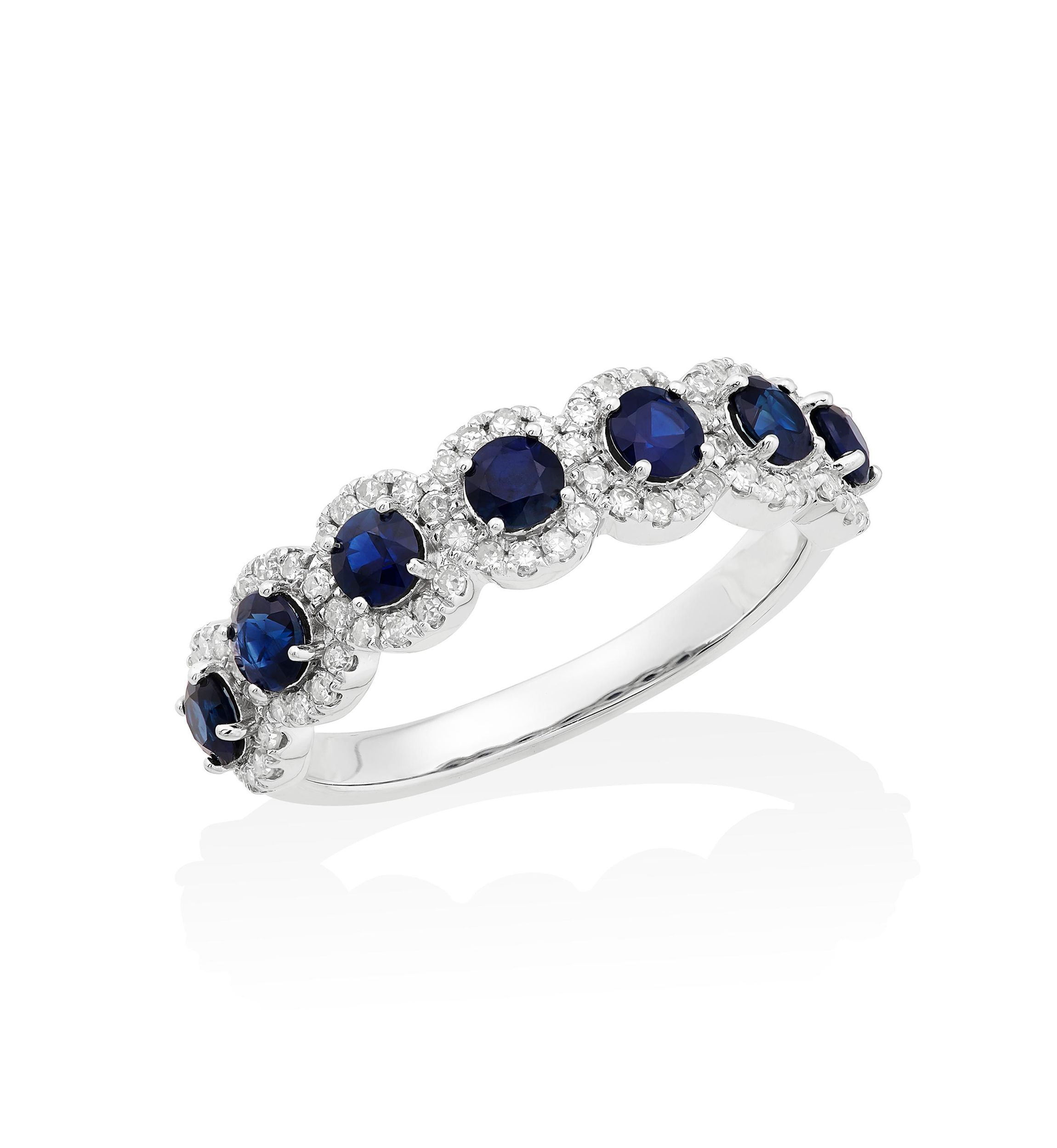 1/3 ct. t.w. Diamond and Sapphire Ring in 14K White Gold