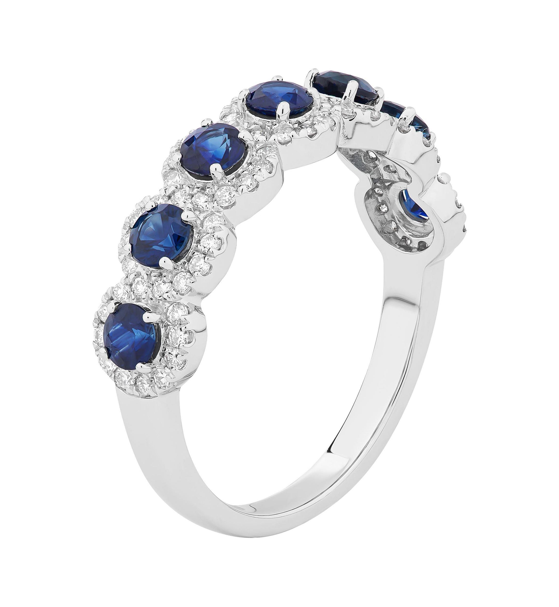 1/3 ct. t.w. Diamond and Sapphire Ring in 14K White Gold