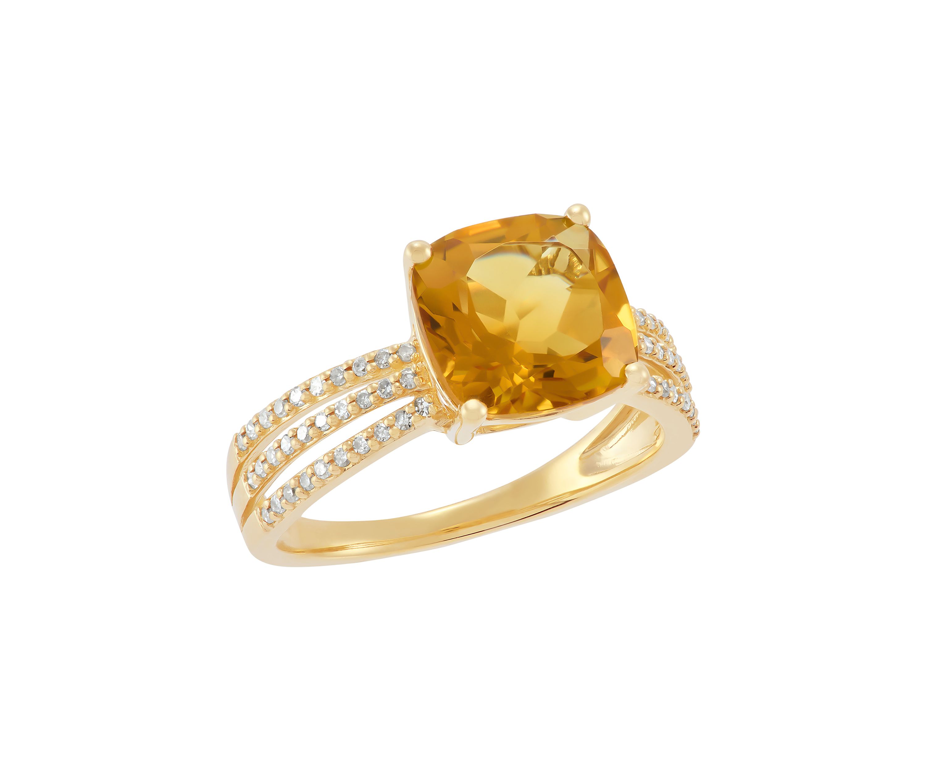 1/5 ct. t.w. Diamond and Citrine Ring in 10K Yellow Gold