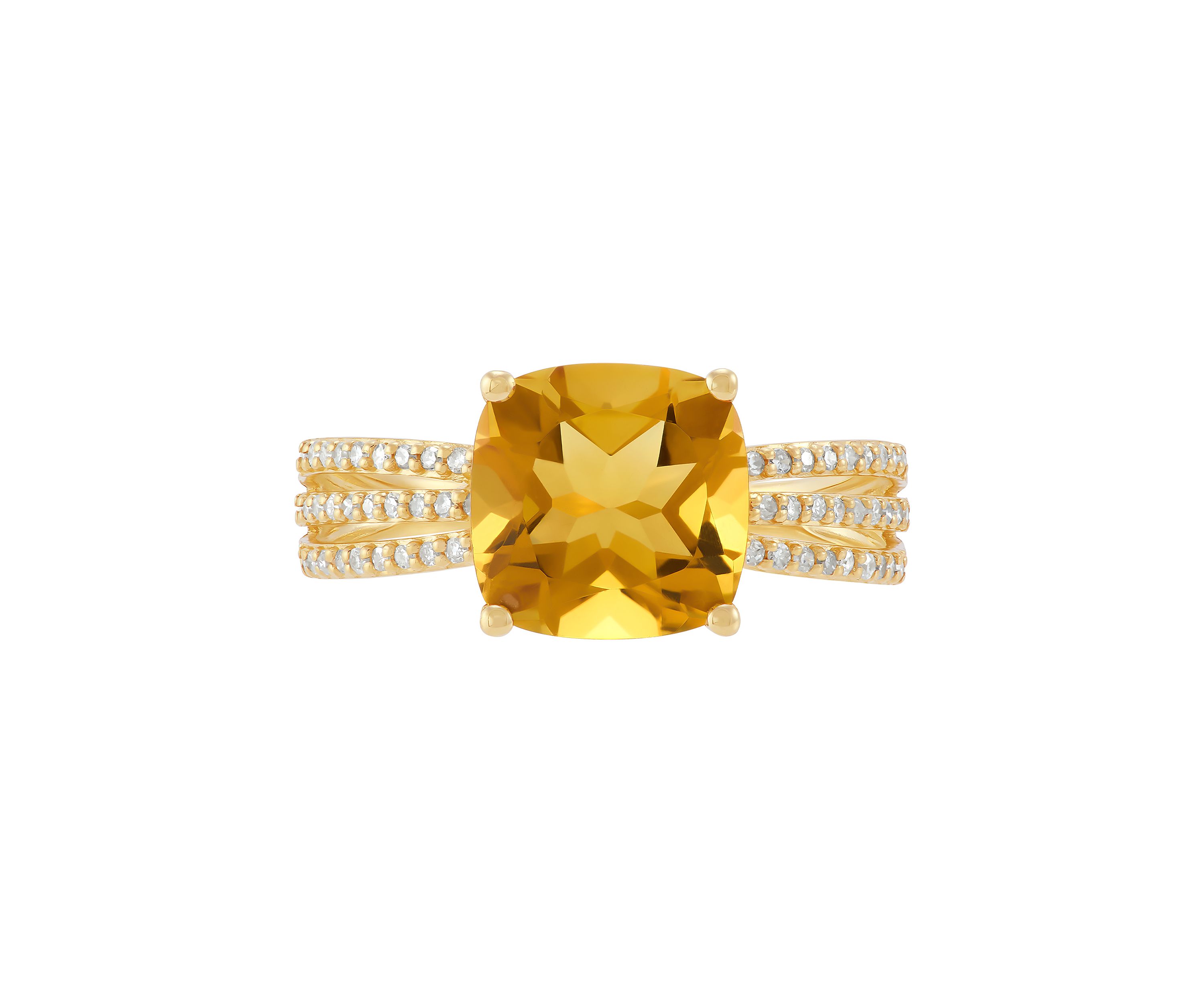 1/5 ct. t.w. Diamond and Citrine Ring in 10K Yellow Gold