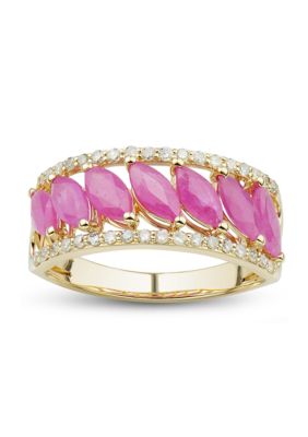 Belk & Co 1/4 ct. t.w. Diamond and Ruby Ring in 10K Yellow Gold
