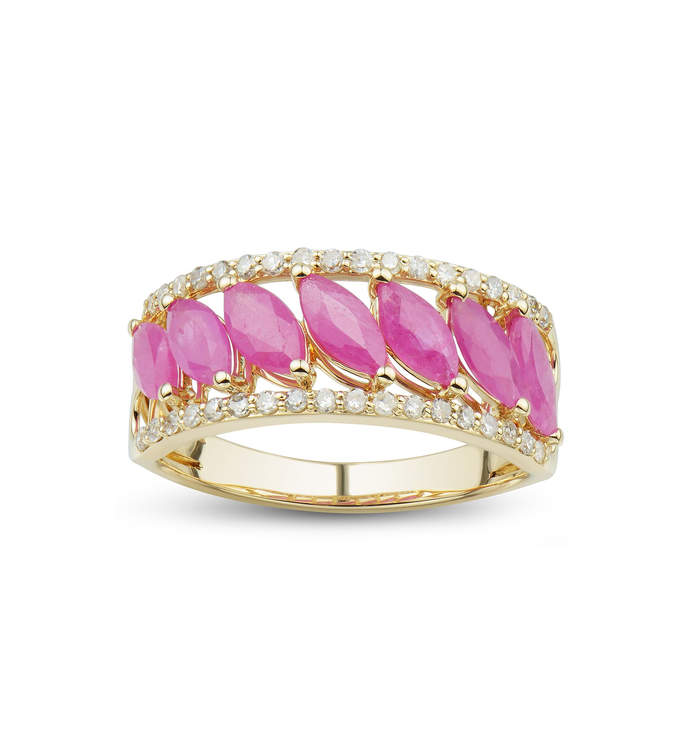 1/4 ct. t.w. Diamond and Ruby Ring in 10K Yellow Gold
