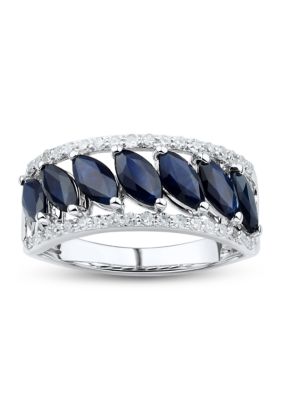 Belk & Co 1/4 Ct. T.w. Diamond And Sapphire Ring In 10K White Gold