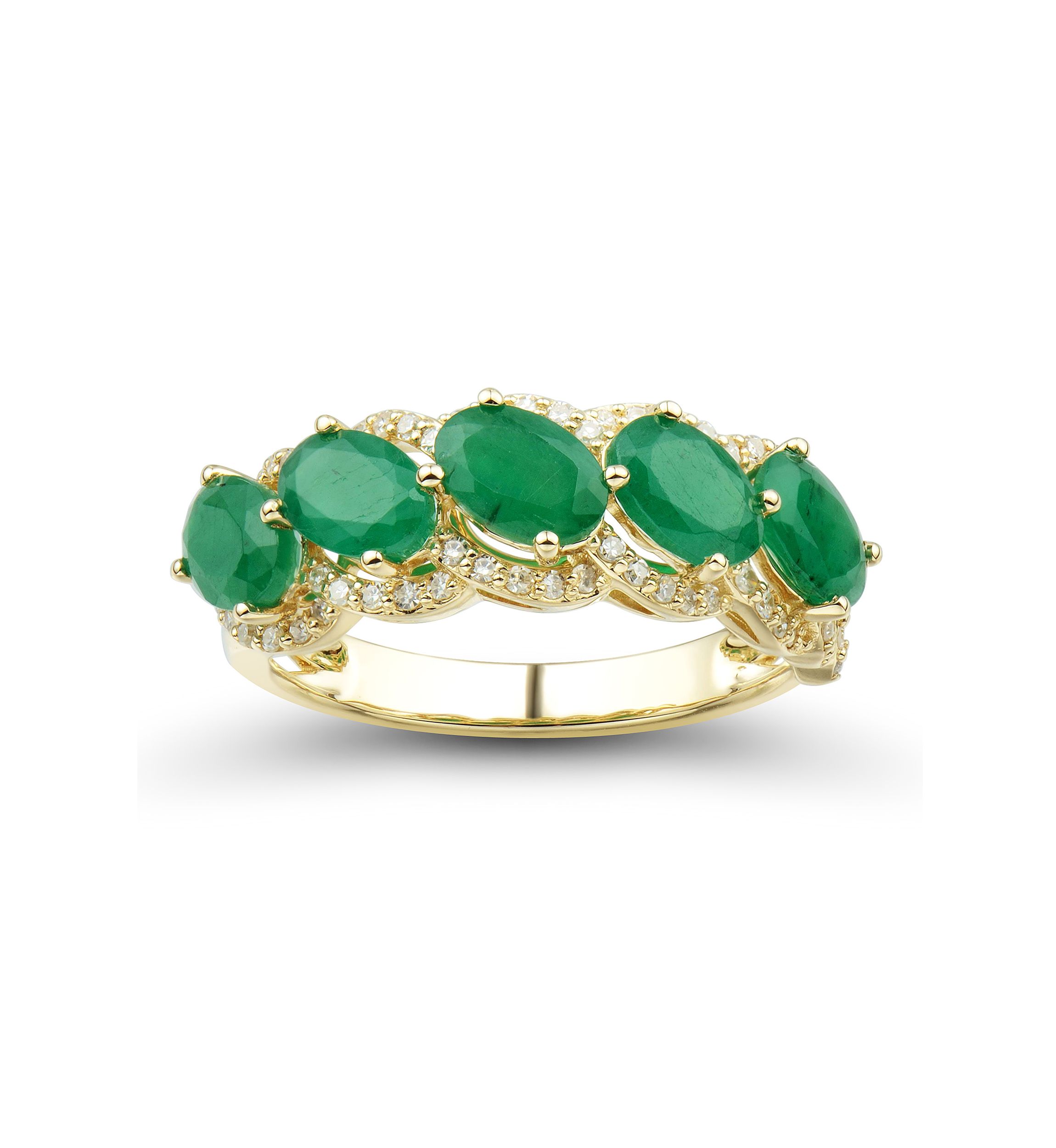   1/4 ct. t.w. Diamond and Emerald Ring in 10K Yellow Gold