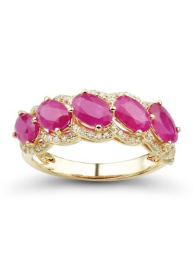 Belk & Co 1/4 ct. t.w. Diamond and Ruby Ring in 10K Yellow Gold