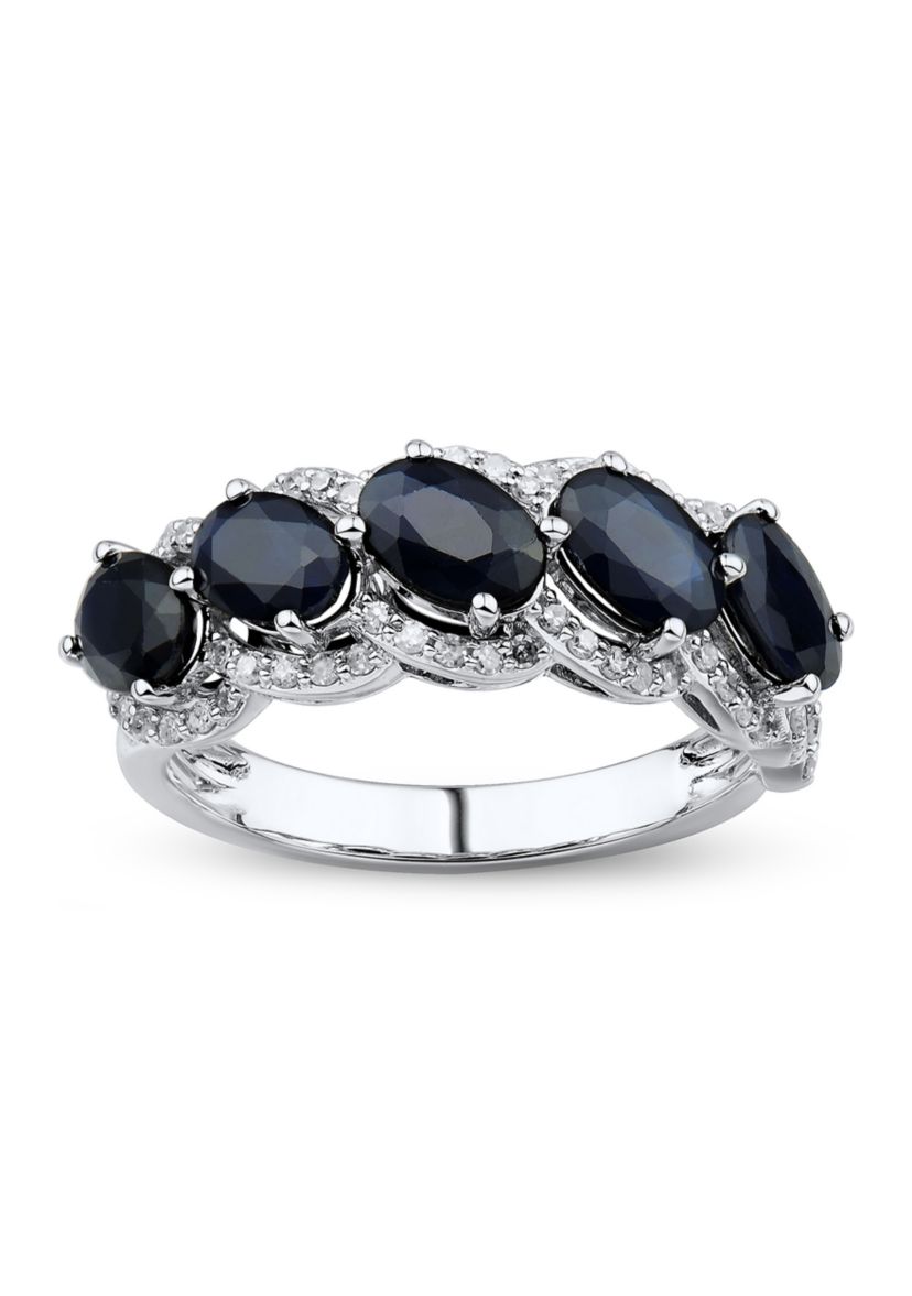   1/4 ct. t.w. Diamond and Sapphire Ring in 10K White Gold