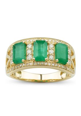 Belk & Co 1/3 Ct. T.w. Diamond And Emerald Ring In 10K Yellow Gold