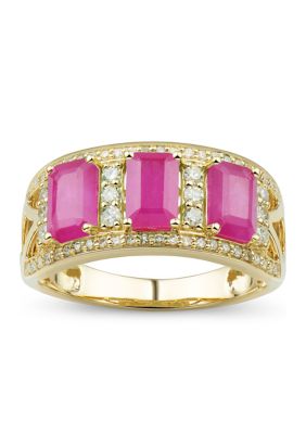 Belk & Co 1/3 Ct. T.w. Diamond And Ruby Ring In 10K Yellow Gold