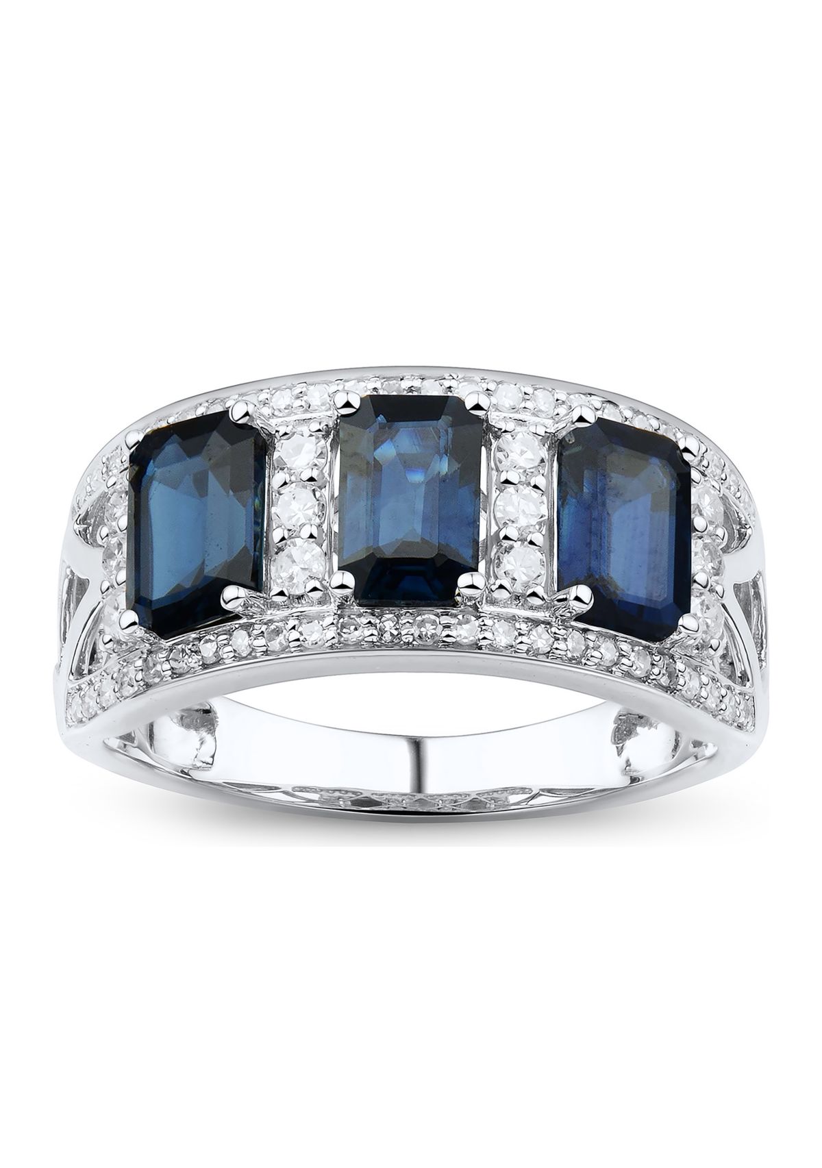   1/3 ct. t.w. Diamond and Sapphire Ring in 10K White Gold
