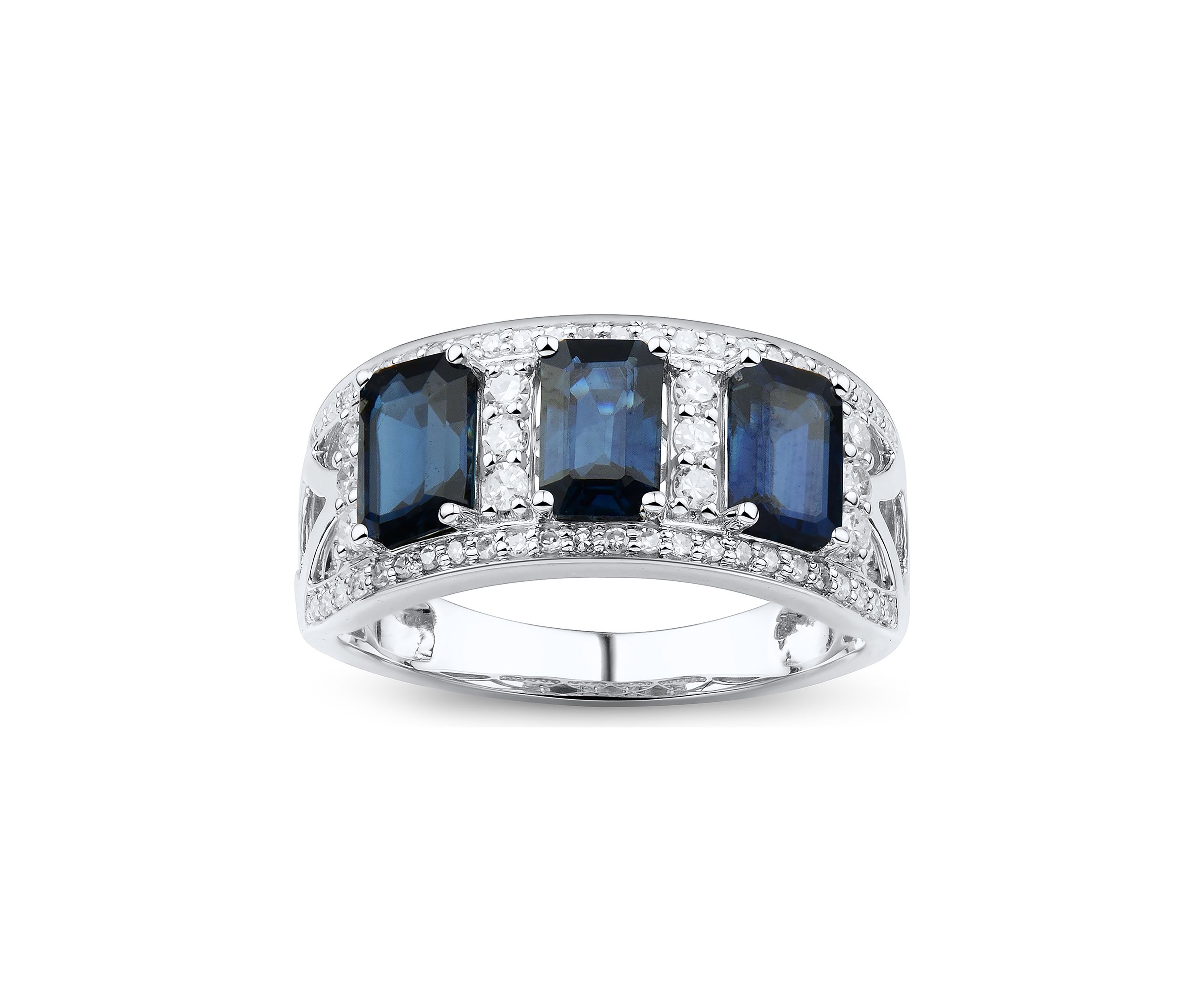   1/3 ct. t.w. Diamond and Sapphire Ring in 10K White Gold