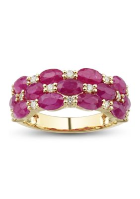 Belk & Co 1/4 ct. t.w. Diamond and Ruby Ring in 10K Yellow Gold