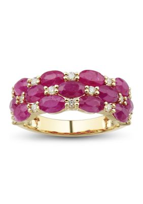 Belk & Co 1/4 Ct. T.w. Diamond And Ruby Ring In 10K Yellow Gold