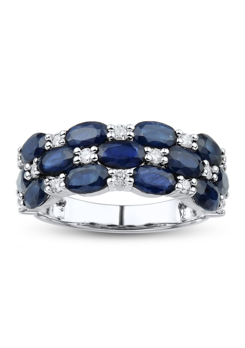  1/4 ct. t.w. Diamond and Sapphire Ring in 10K White Gold