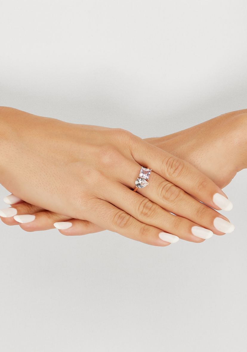 Pink Amethyst and Created White Sapphire Ring in 10K Rose Gold