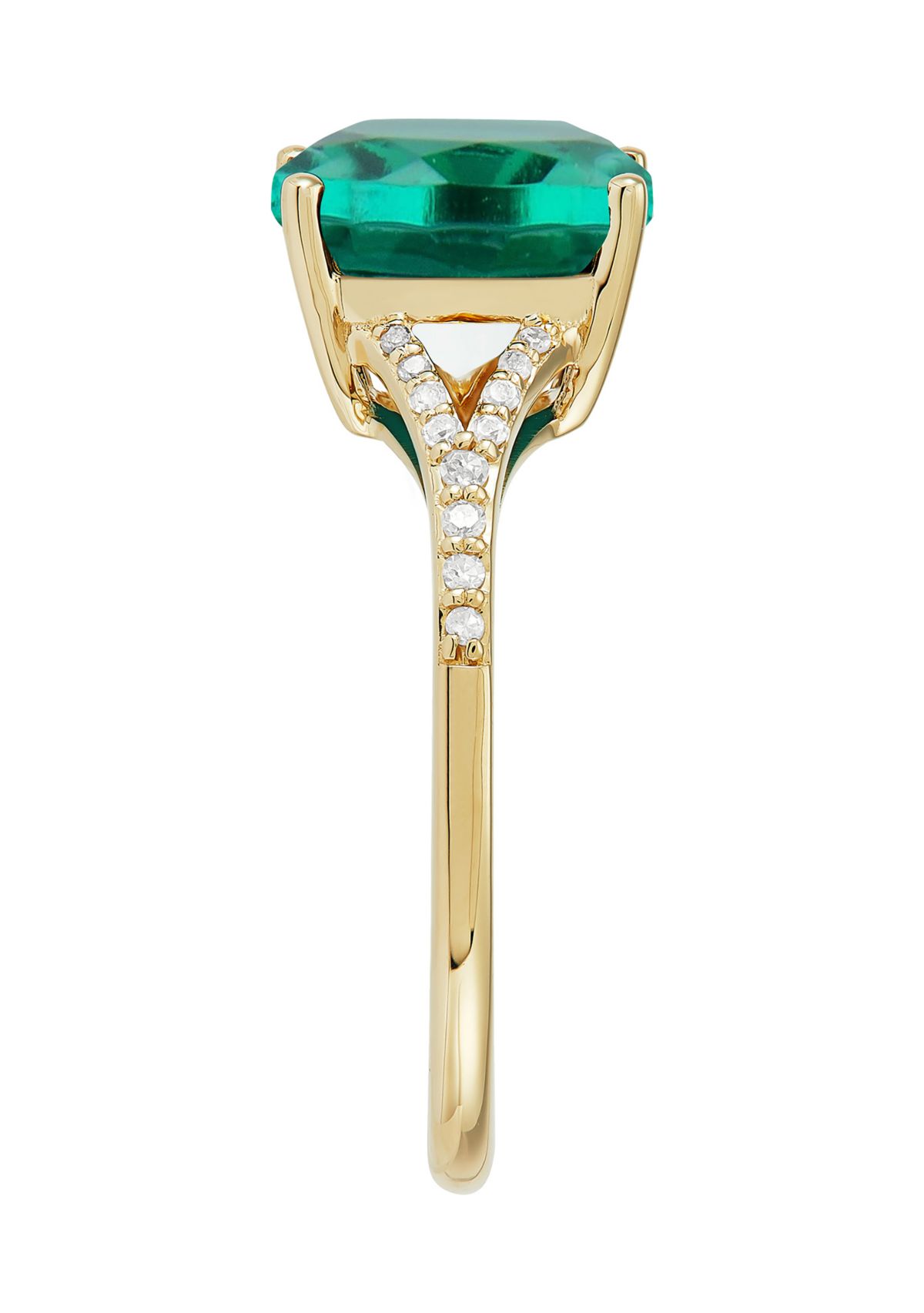 1/10 ct. t.w. Diamond and Lab Created Emerald Ring in 10K Yellow Gold