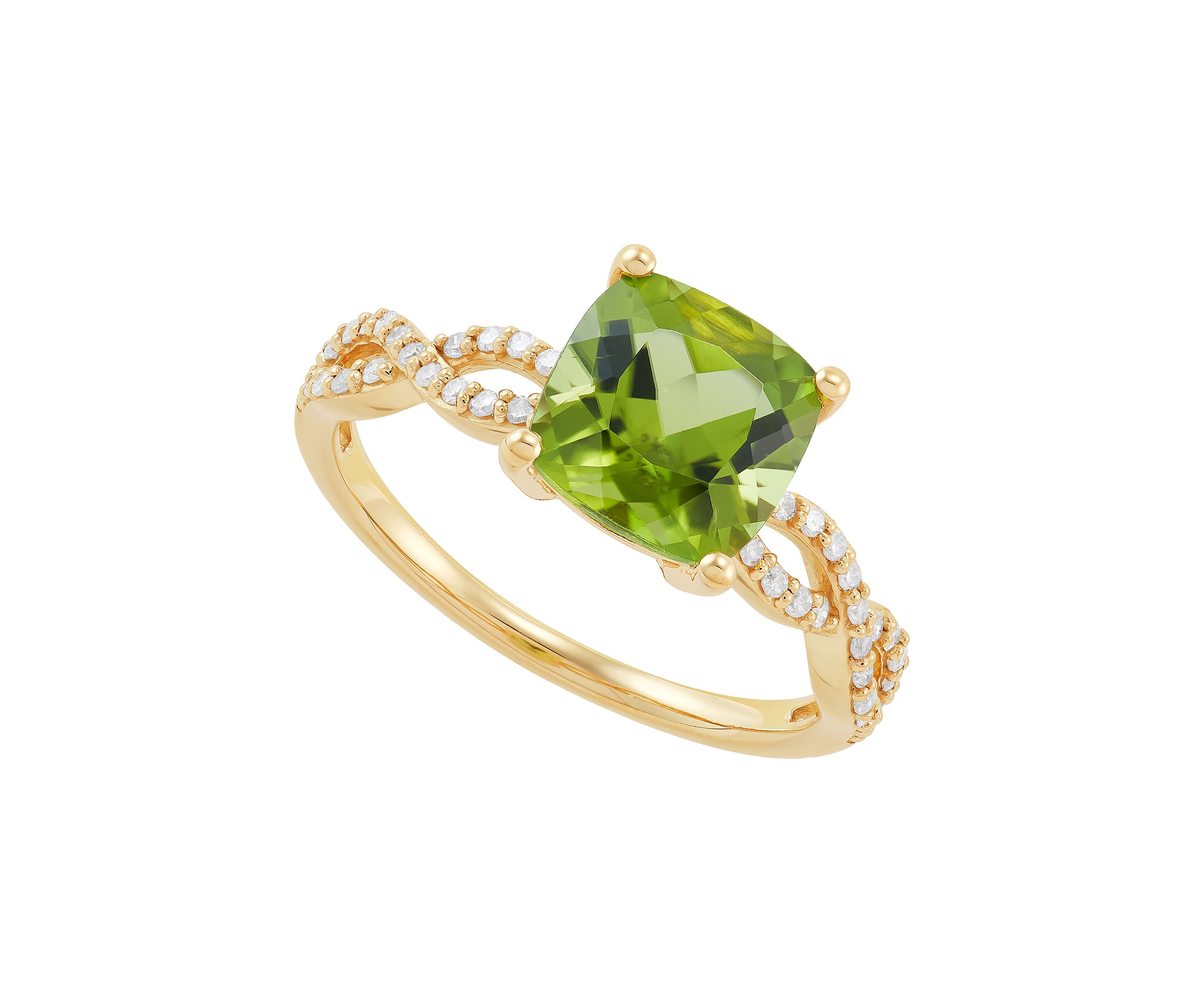 1/6 ct. t.w. Diamond and Peridot Ring in 10K Yellow Gold