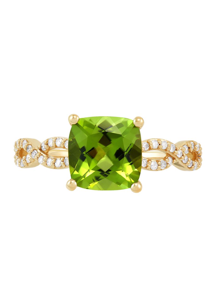 1/6 ct. t.w. Diamond and Peridot Ring in 10K Yellow Gold