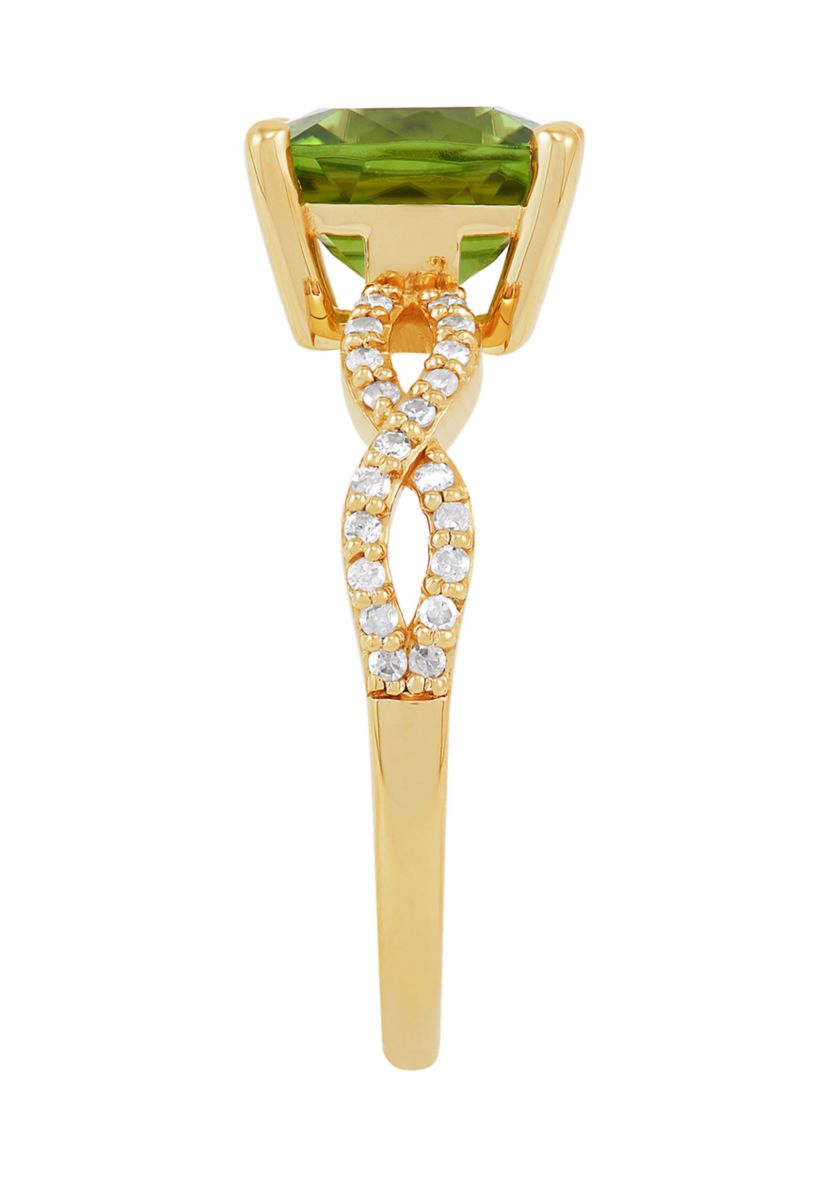 1/6 ct. t.w. Diamond and Peridot Ring in 10K Yellow Gold