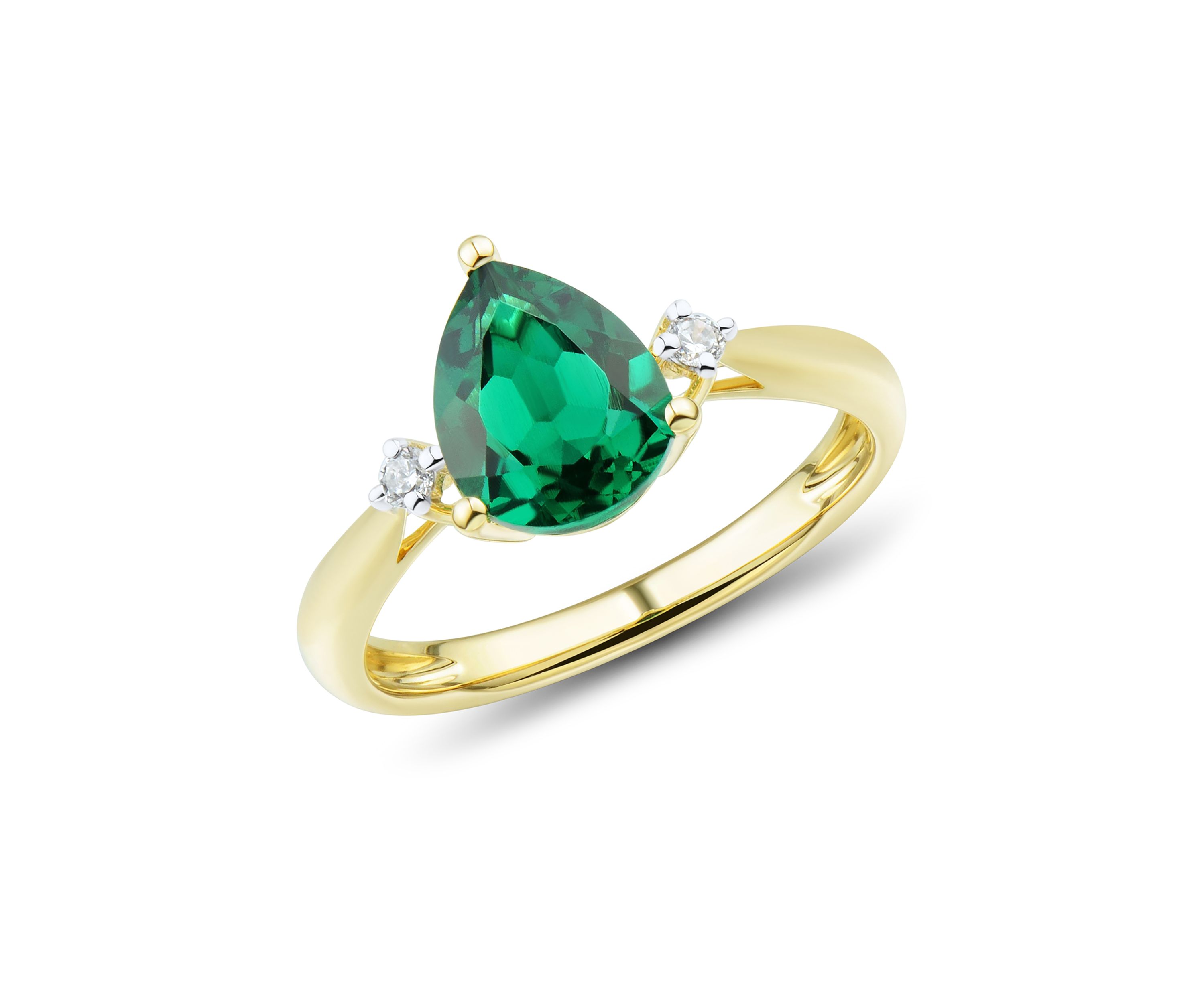 Lab Created Emerald and White Sapphire Ring in 10K Yellow Gold
