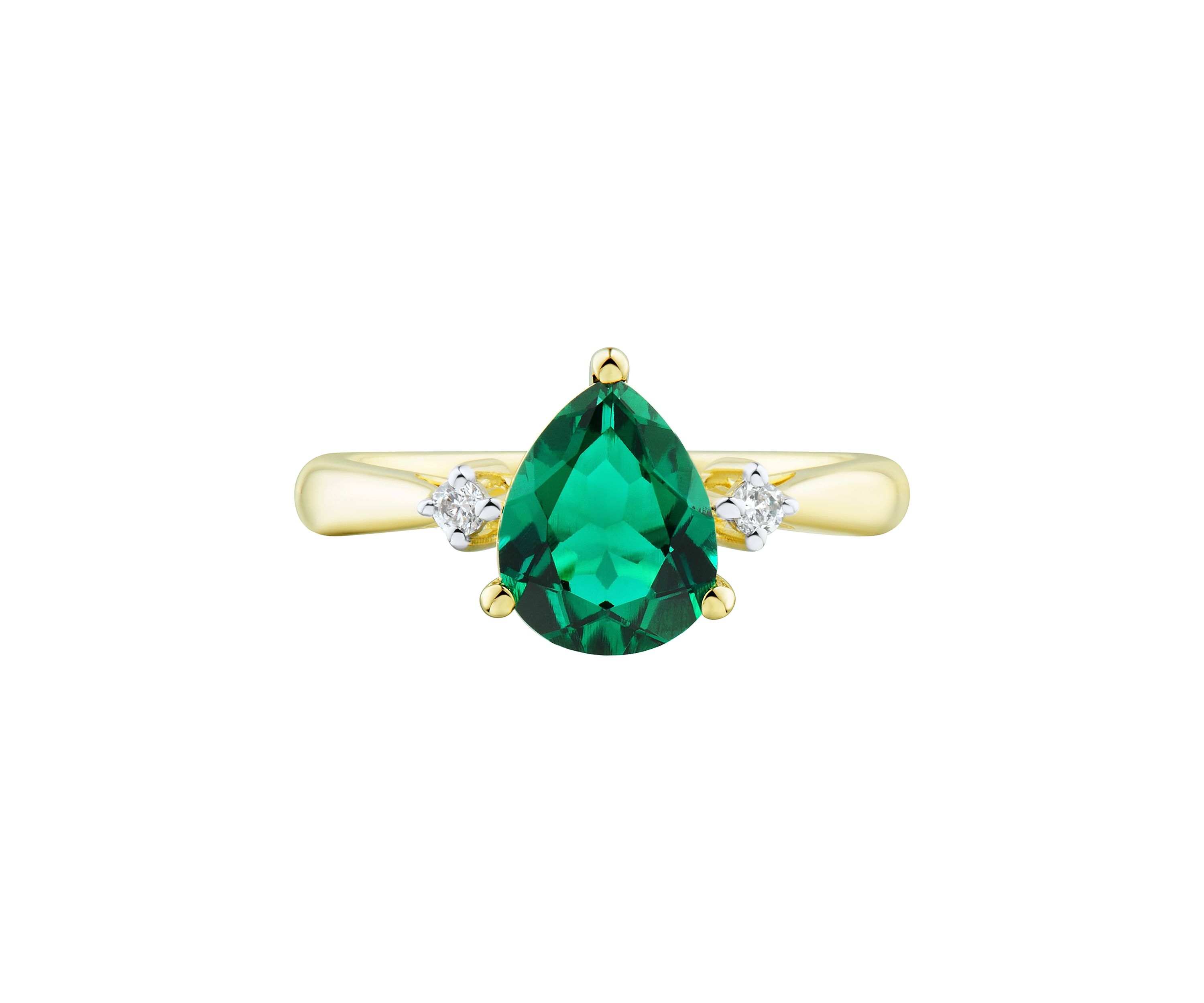 Lab Created Emerald and White Sapphire Ring in 10K Yellow Gold