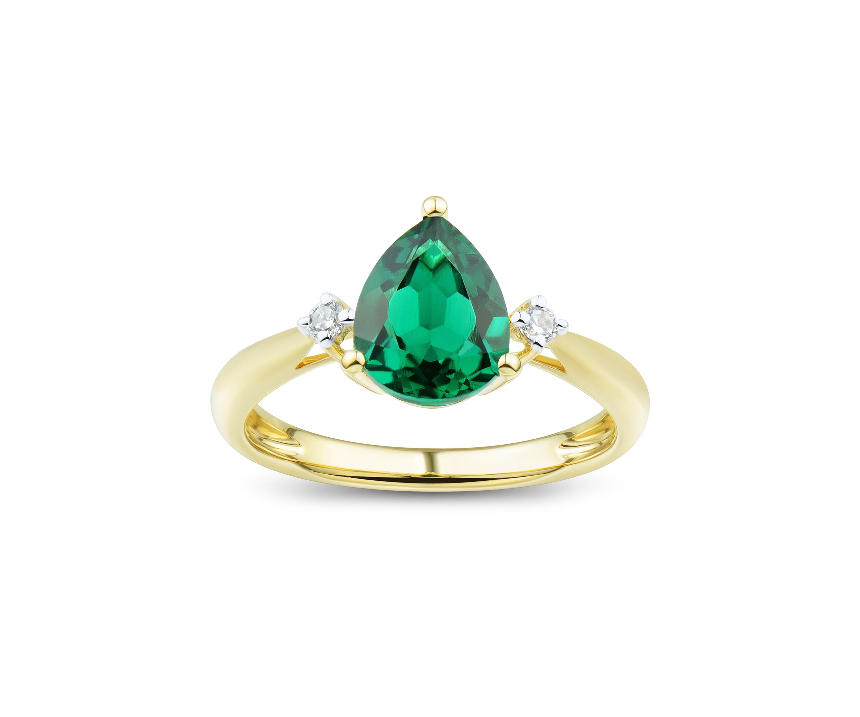 Lab Created Emerald and White Sapphire Ring in 10K Yellow Gold