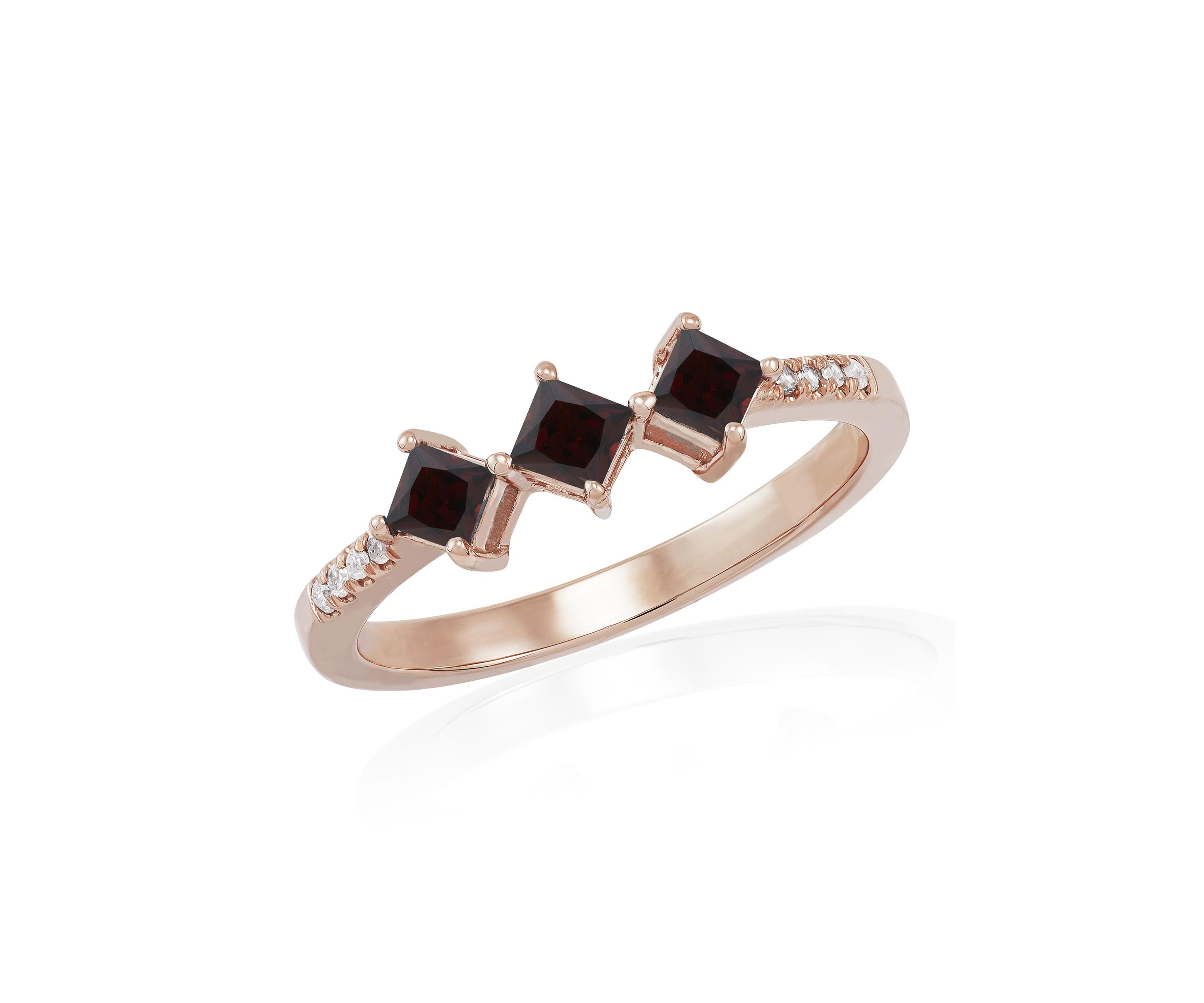 Rhodolite Garnet and Diamond Accent Ring in 14K Yellow Gold