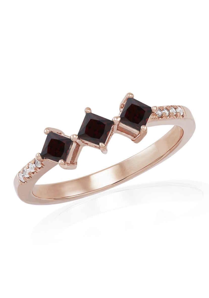 Rhodolite Garnet and Diamond Accent Ring in 14K Yellow Gold