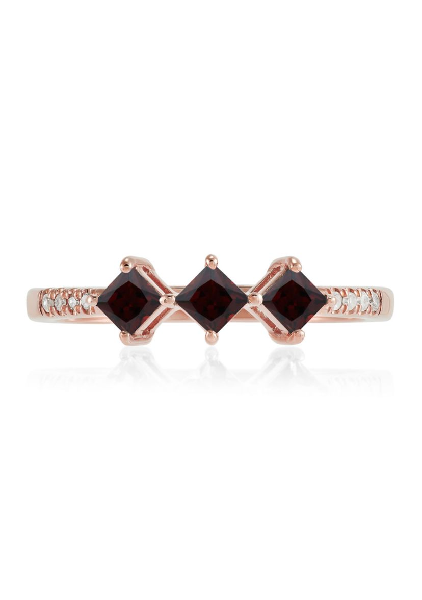 Rhodolite Garnet and Diamond Accent Ring in 14K Yellow Gold