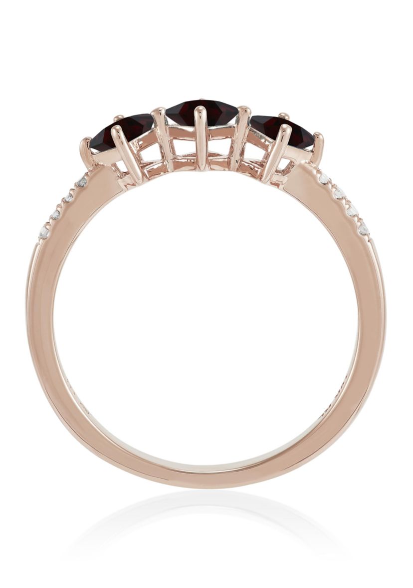 Rhodolite Garnet and Diamond Accent Ring in 14K Yellow Gold