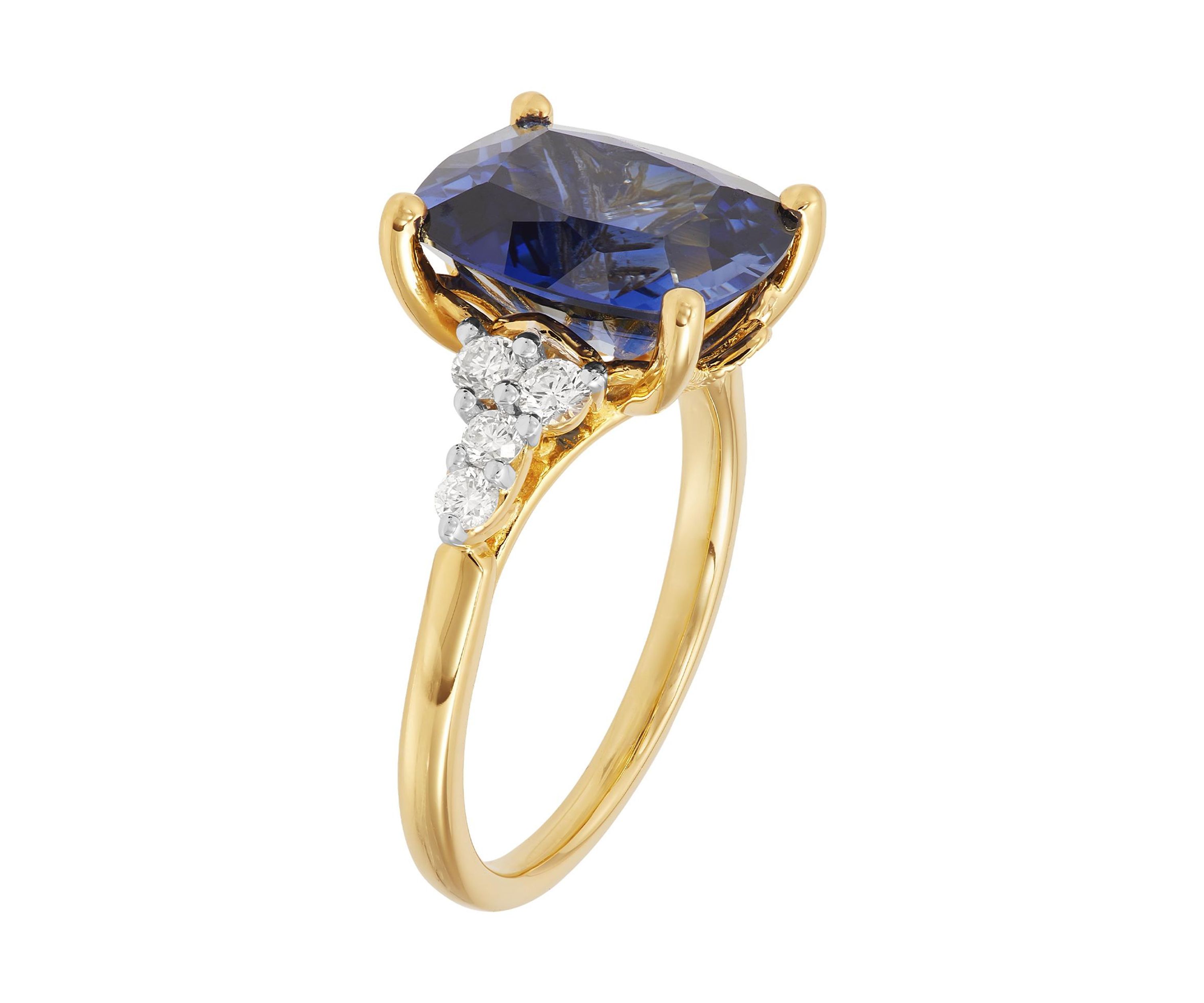 1/3 ct. t.w. Lab Grown Diamond and Lab Grown Sapphire Ring - Gold Over Silver